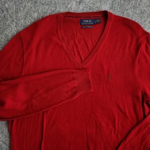 Polo Ralph Lauren Washable Merino Wool Sweater Men's XL Red Knit Pony Preppy 